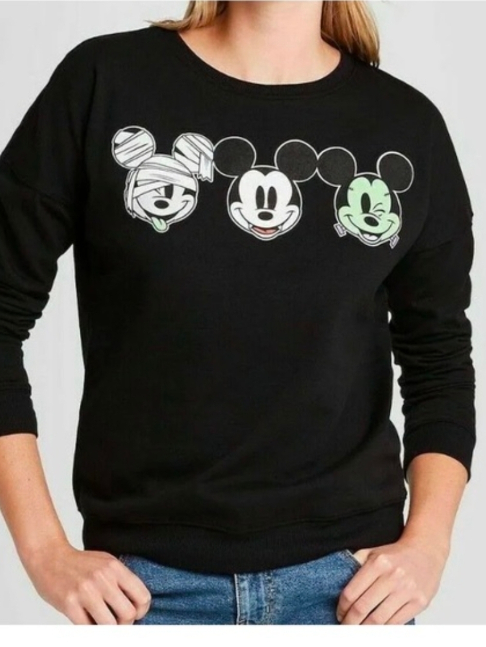 DISNEY Jerry Leigh Mickey Mouse Halloween Sweatshirt Youth XL Women L Long Sleev